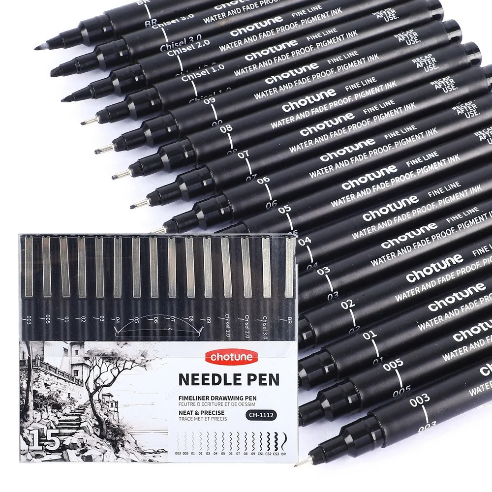 Black Micro Pens,15 Sizes,Wate - огляд і ціна Copic Marker Sketch
