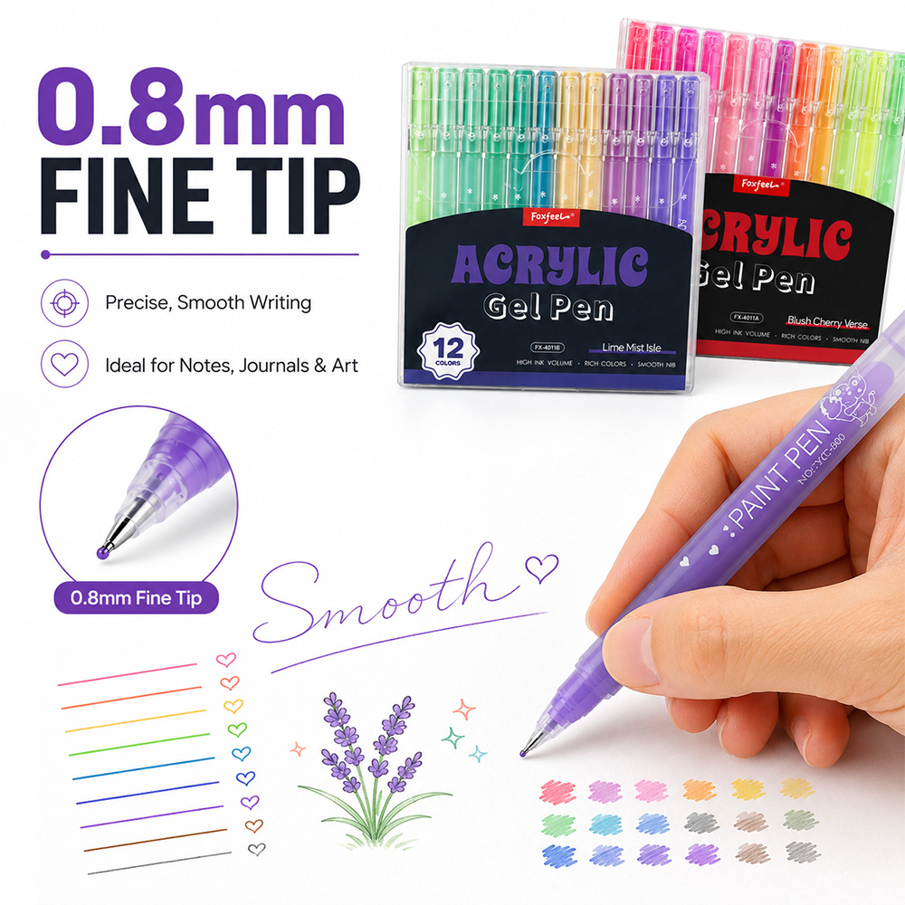 12 Colors Acrylic Gel Pens Set - огляд і ціна Correction Pen Fine