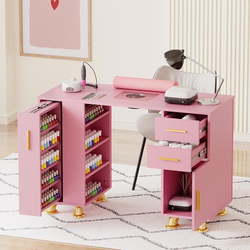Manicure Table Nail Desk w/Dus - огляд і ціна Leather Desk Pad